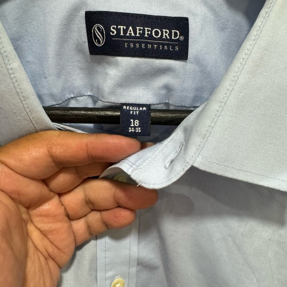 Stafford Essentials Oxford Blue Dress Shirt sz 18 - Picture 3 of 3